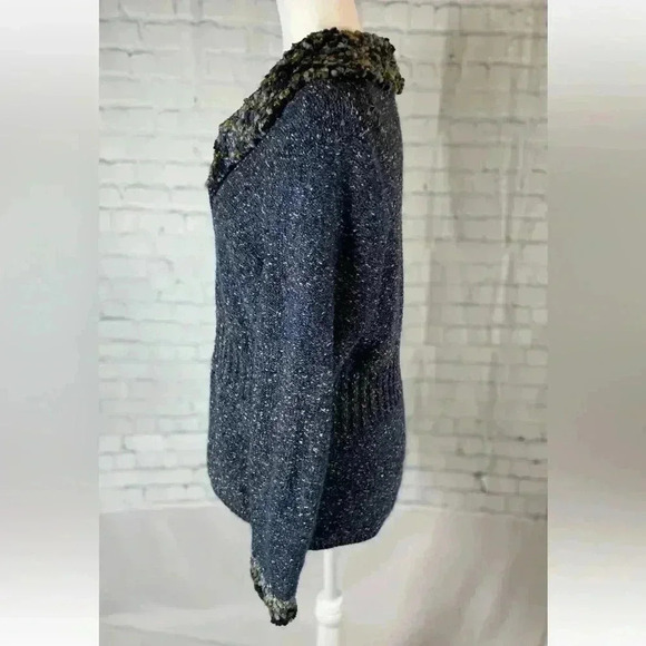 Cj Banks Speckled Knit Cardigan Soft Sweater Blue Button Women's Size L HOLIDAY - Picture 6 of 16